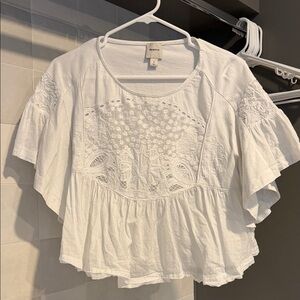 Maeve White Embroidered Blouse